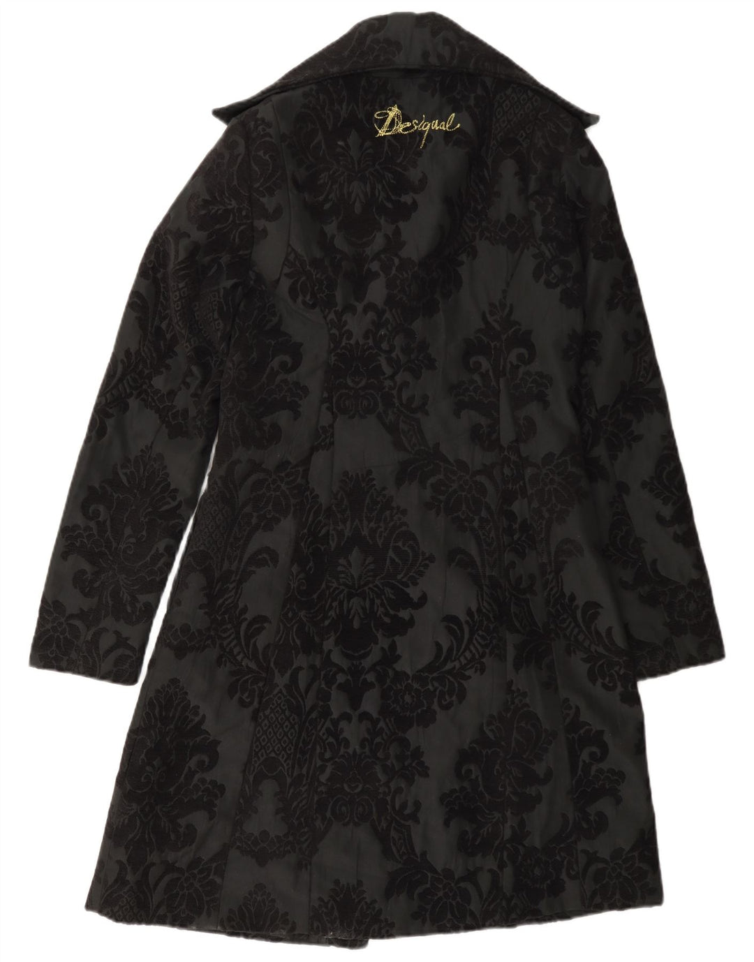 Desigual Damenmantel EU 38 Mittelschwarzes, florales Polyester