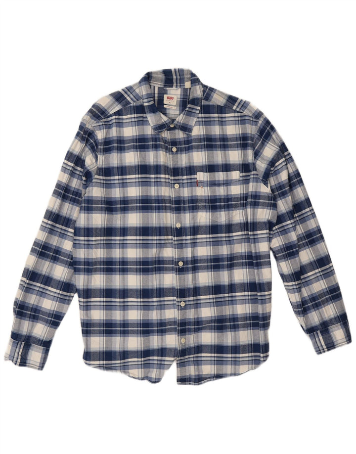 Levi's Herren-Standard-Flanellhemd XL, blau kariert, Baumwolle