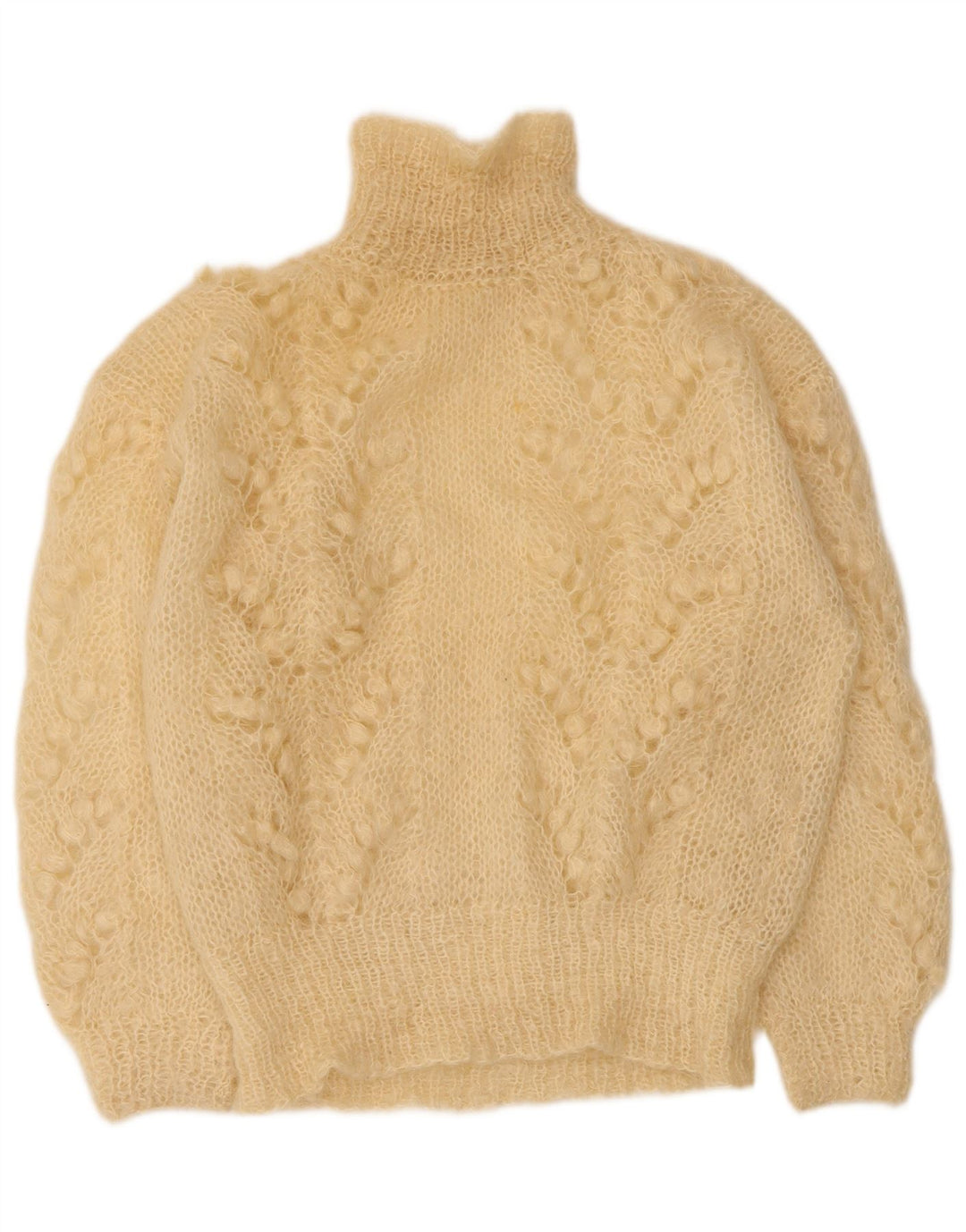Vintage Damen Rollkragenpullover Pullover UK 14 Large Beige