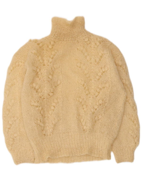 Vintage Damen Rollkragenpullover Pullover UK 14 Large Beige
