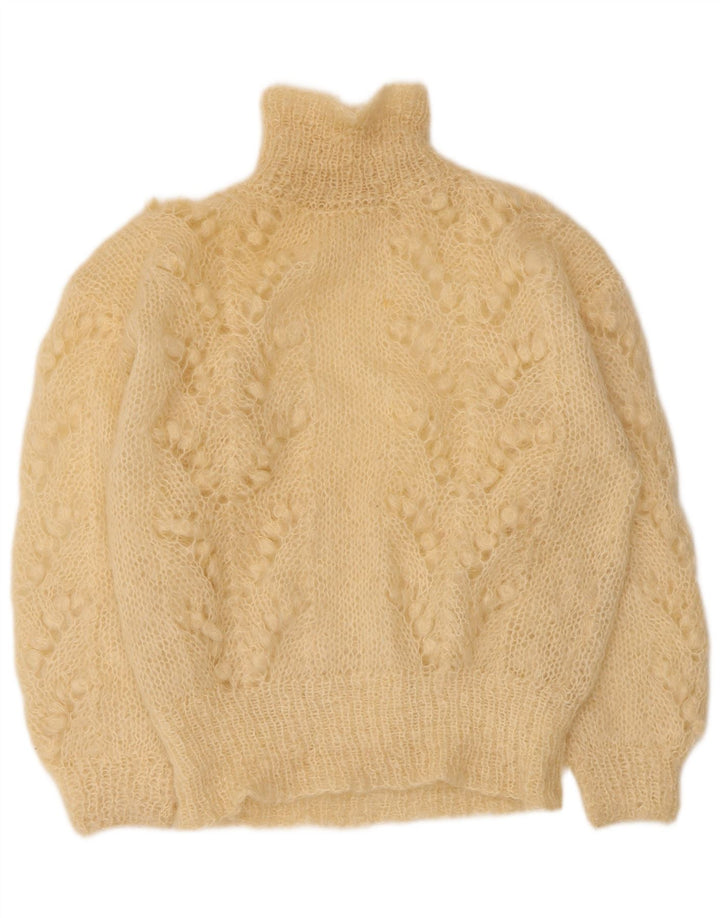 Vintage Damen Rollkragenpullover Pullover UK 14 Large Beige