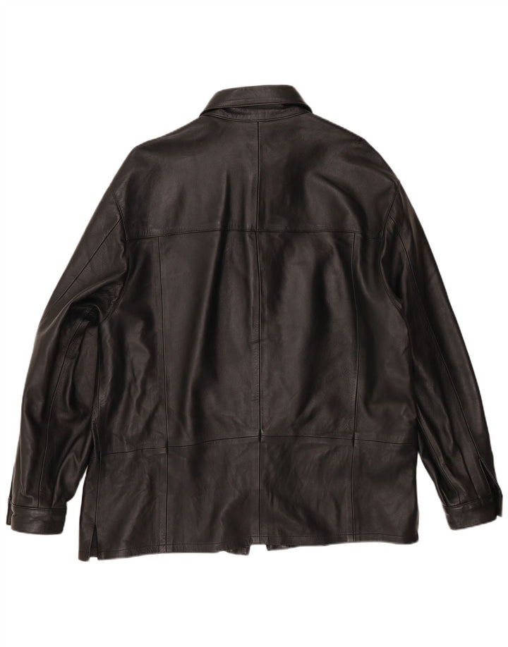 Vintage Herren Overshirt Lederhemd XL Schwarz
