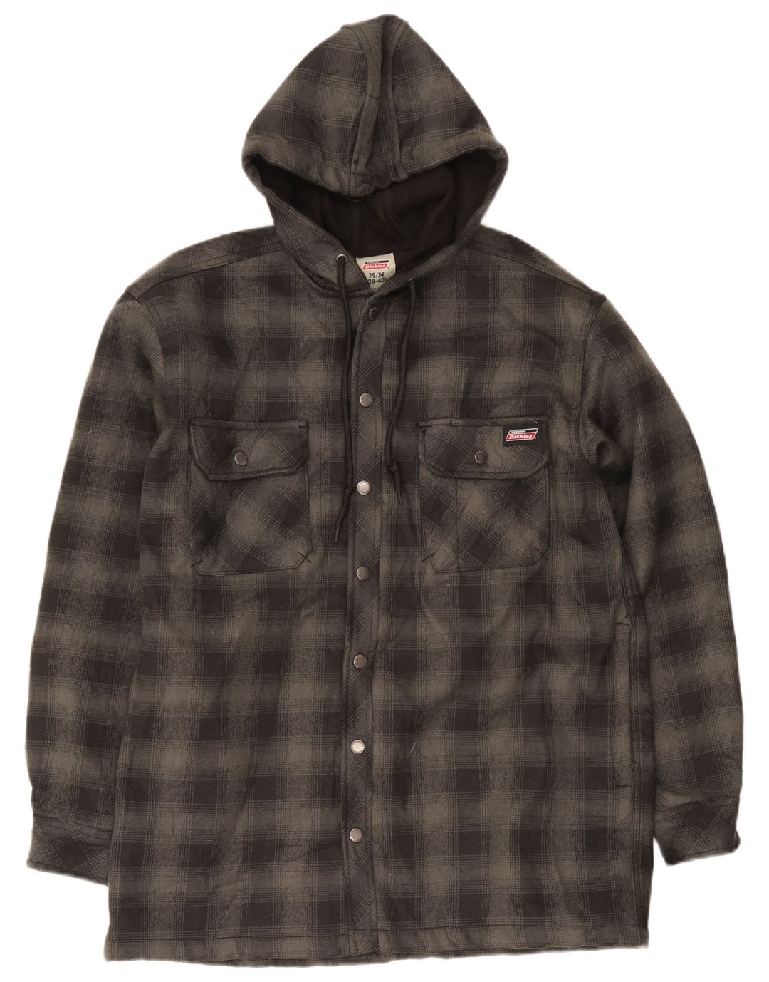 Dickies Herren-Lumberjack-Hemd mit Kapuze, UK 38/40, mittelgrau kariertes Polyester