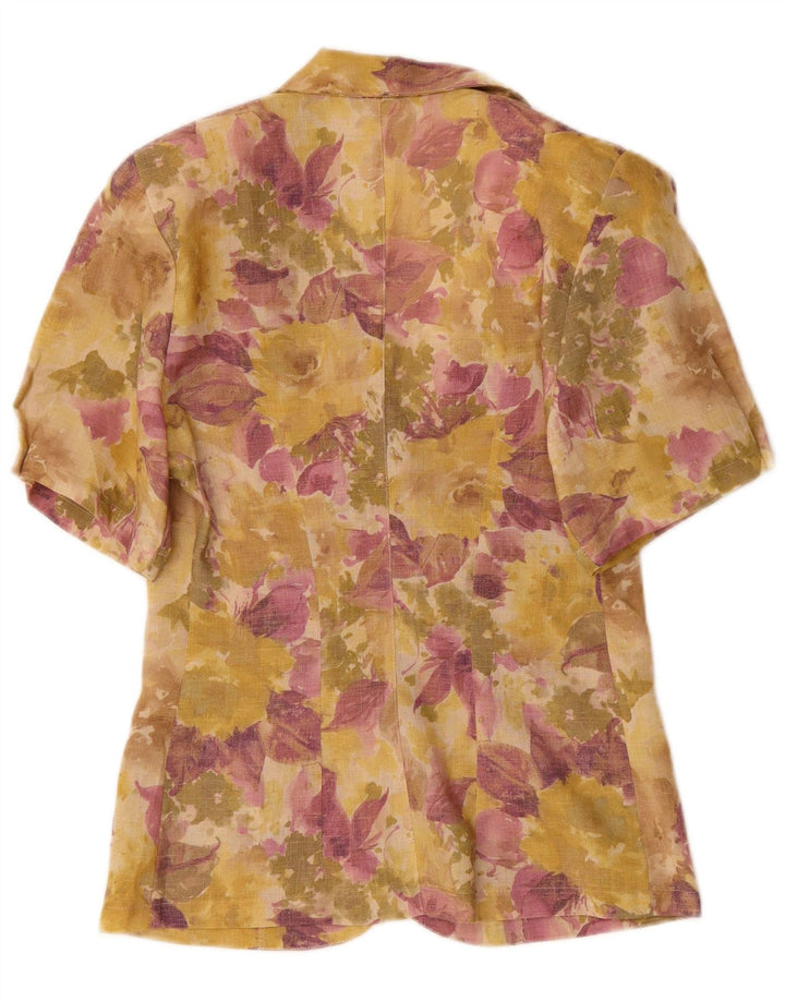 VINTAGE Womens Short Sleeve Blazer Jacket UK 10 Small Multicoloured Floral