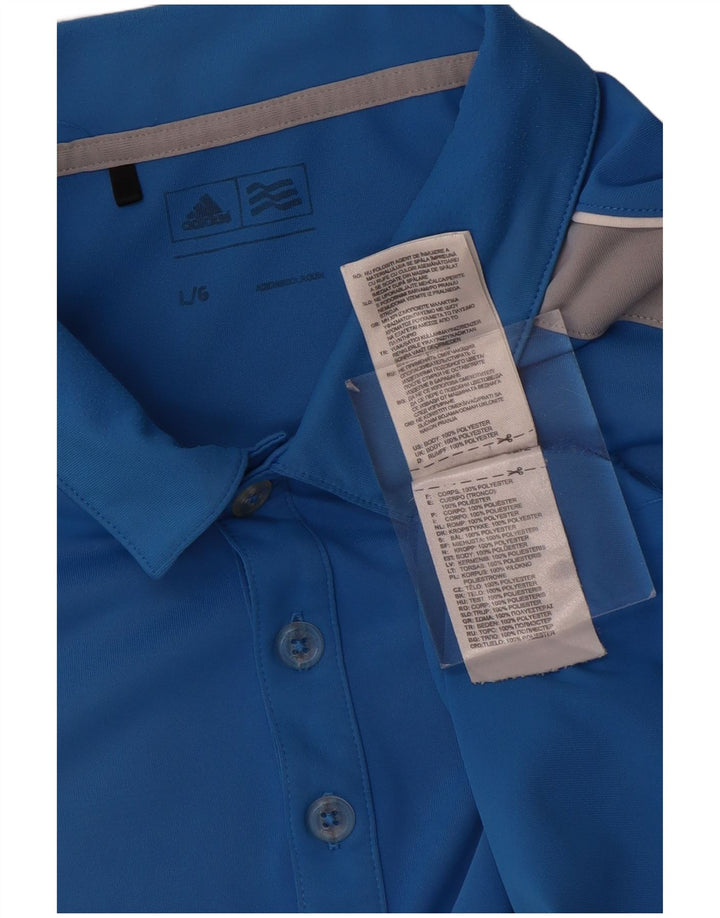 Adidas Herren-Poloshirt, großes blaues Colourblock-Polyester