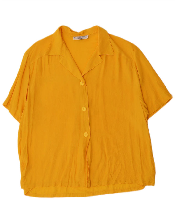 Marcello Cioni Damen Kurzarm-Hemdbluse IT 42 Mittelgelb