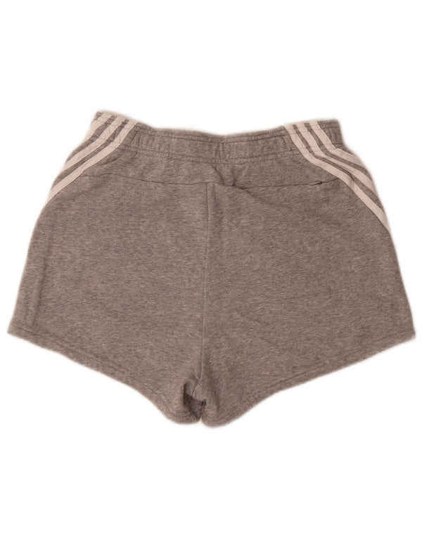 Adidas Damen Sportshorts UK 8/10 Small Grau gefleckte Baumwolle