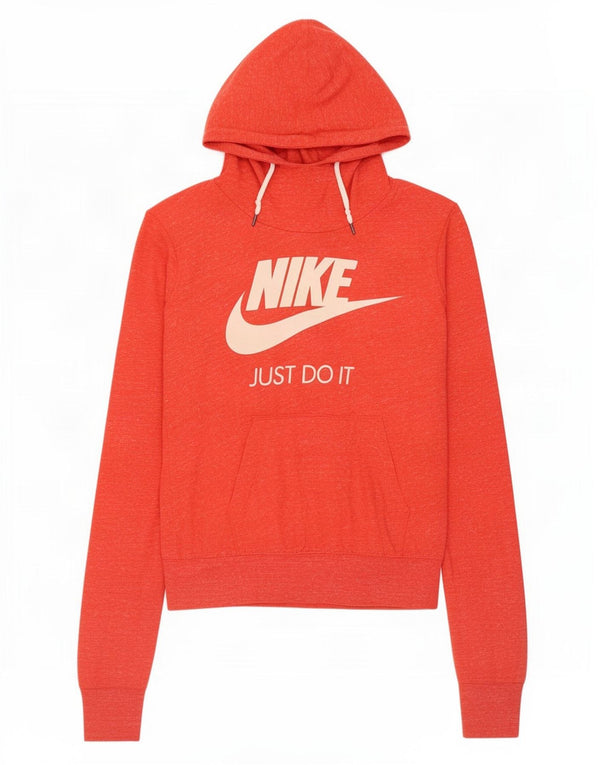 Nike Womens Graphic Hoodie Pullover UK 10 Small Orange gefleckte Baumwolle