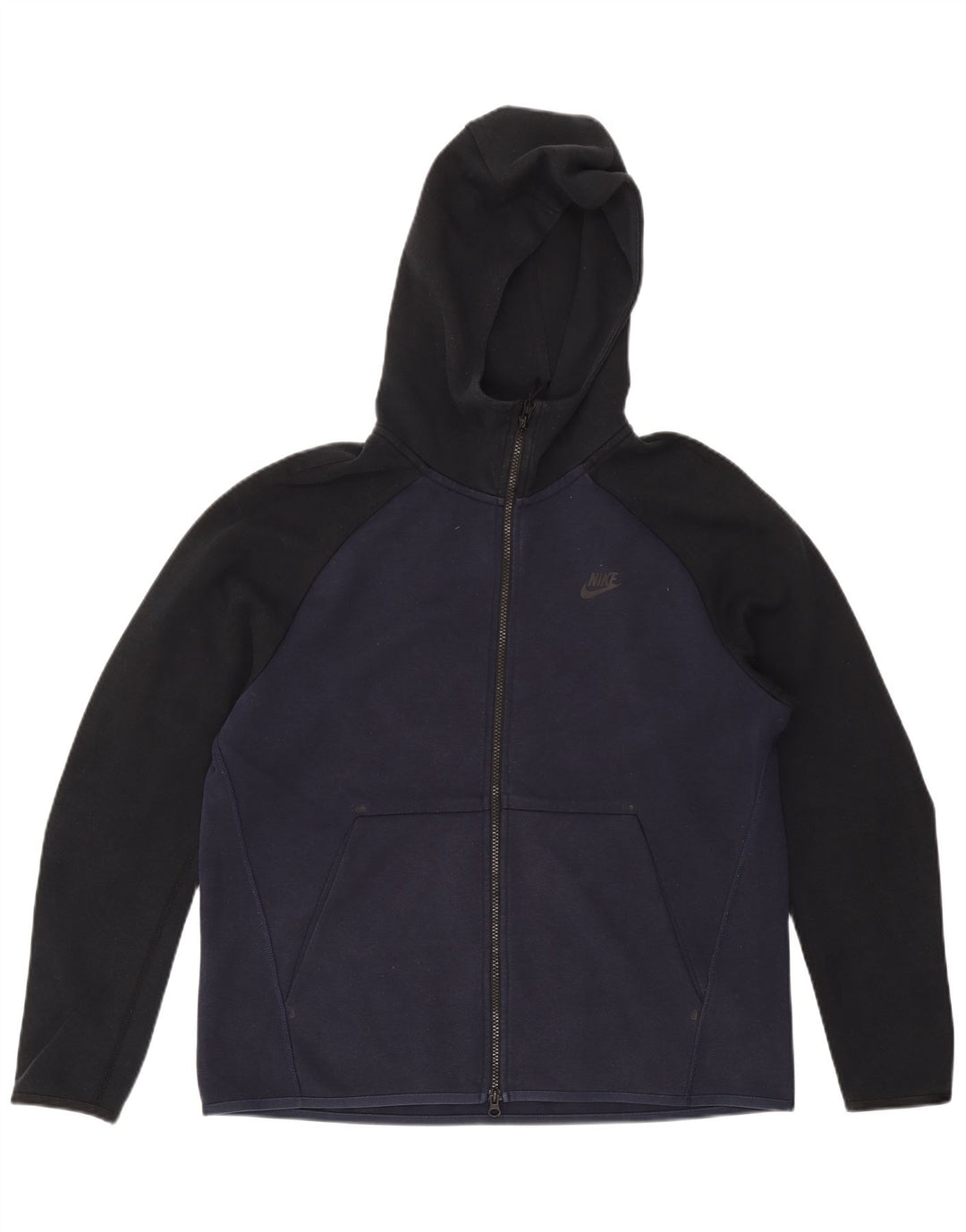 NIKE Herren-Kapuzenpullover mit Reißverschluss, groß, marineblau, Colourblock-Baumwolle