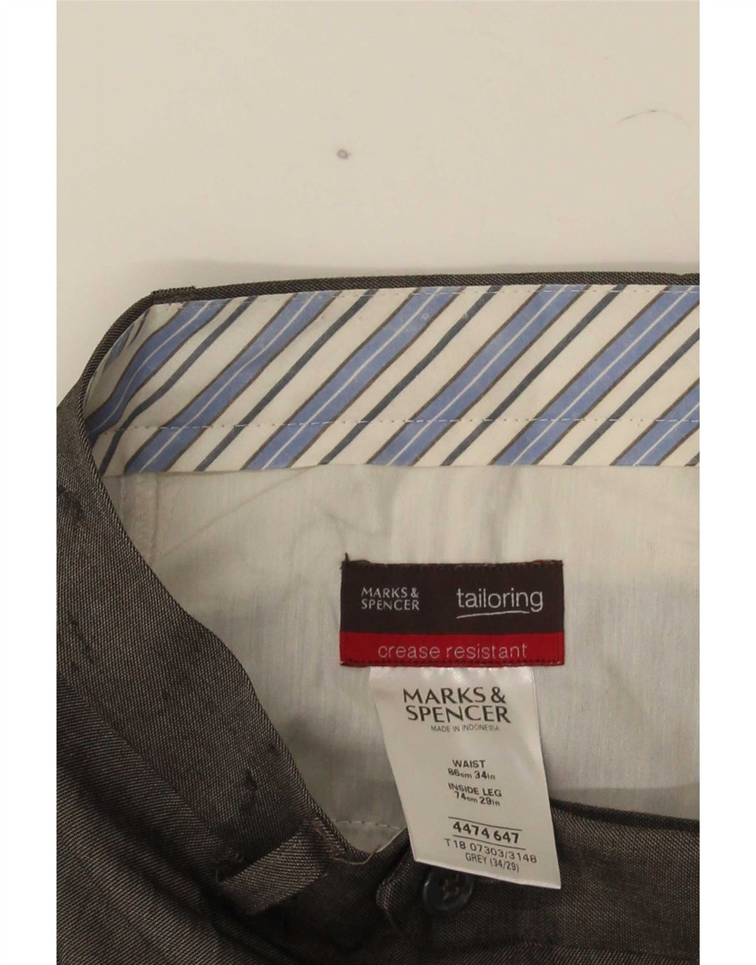 Gerade Herren-Anzughose von Marks & Spencer, W34, L29, grau, Polyester