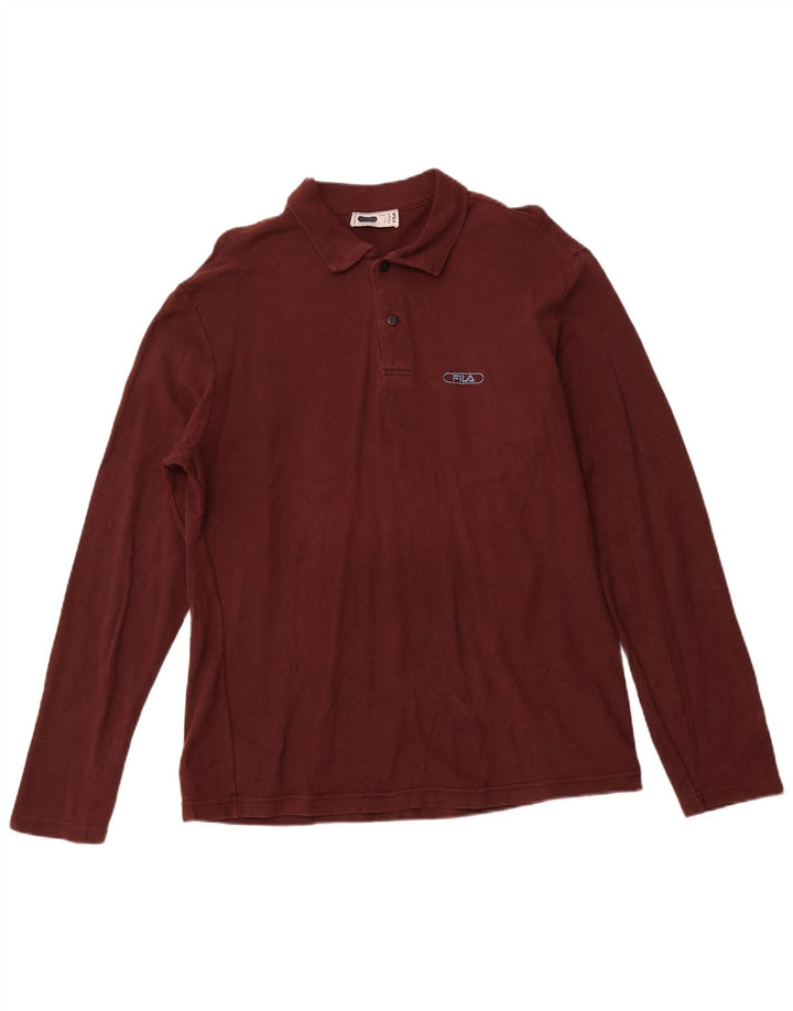 Fila Herren Langarm-Poloshirt Medium Burgund