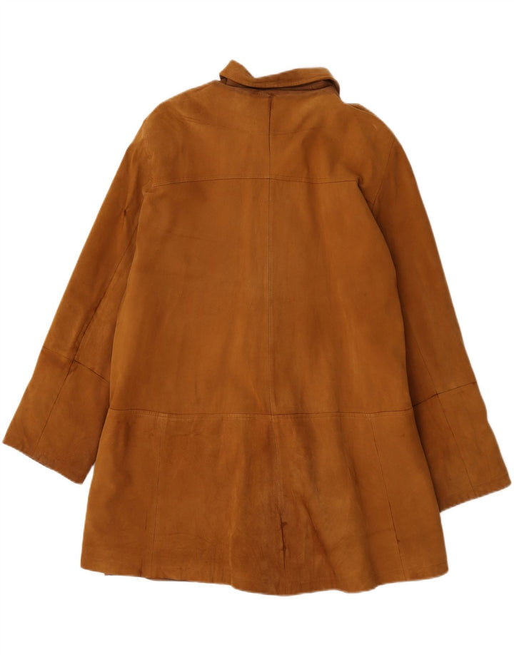 Vintage Damen Übergroßer Ledermantel UK 20 2XL Braunes Leder