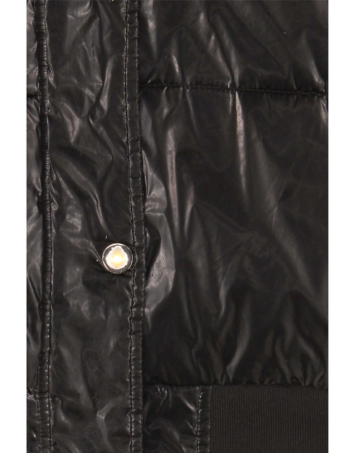 Guess wattierte Mädchenjacke mit Kapuze, 13–14 Jahre, schwarzes Polyurethan