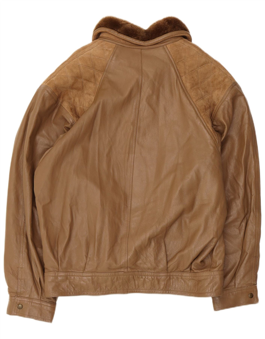 Vintage Herren Shearling Jacke IT 52 XL Braunes Leder