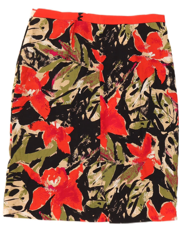 Vintage Damen Bleistiftrock W28 Medium Schwarz Floral
