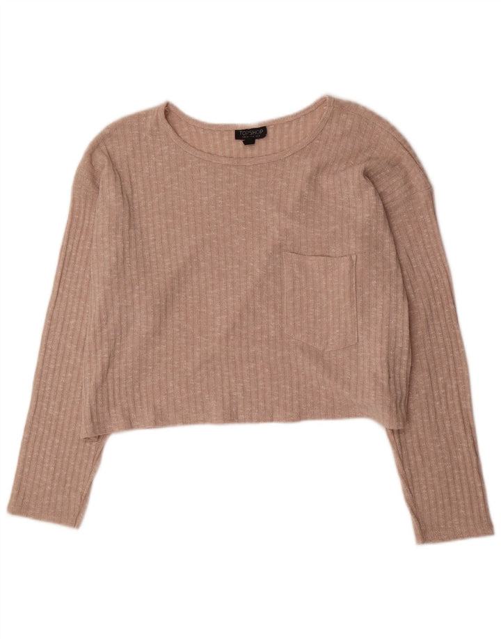 Topshop Damen Crop Oversized Top Langarm UK 8 Small Beige