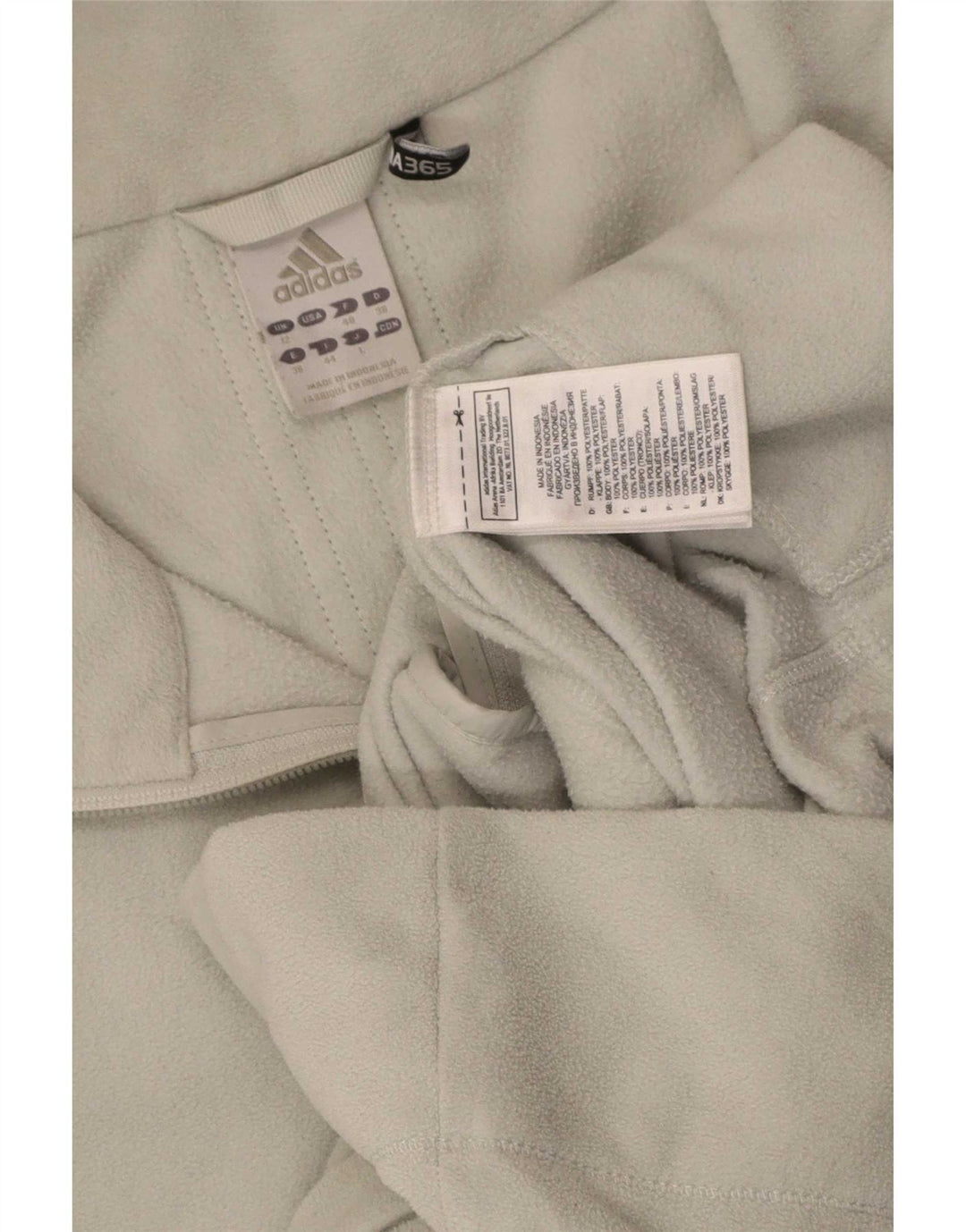 Adidas Damen Fleecejacke UK 12 Mittelgrau gestreift Polyester