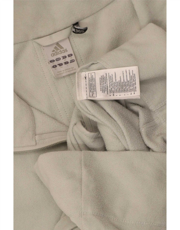 Adidas Damen Fleecejacke UK 12 Mittelgrau gestreift Polyester