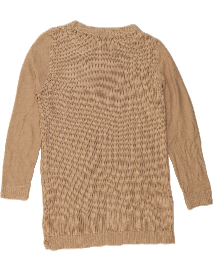 MARKS & SPENCER Womens Longline Crew Neck Jumper Sweater UK 16 Large Beige Vintage Marks & Spencer and Second-Hand Marks & Spencer from Messina Hembry 