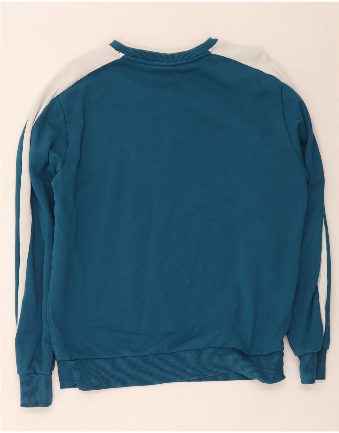 Puma Damen Sweatshirt Pullover UK 14 Mittelblaue Colourblock-Baumwolle
