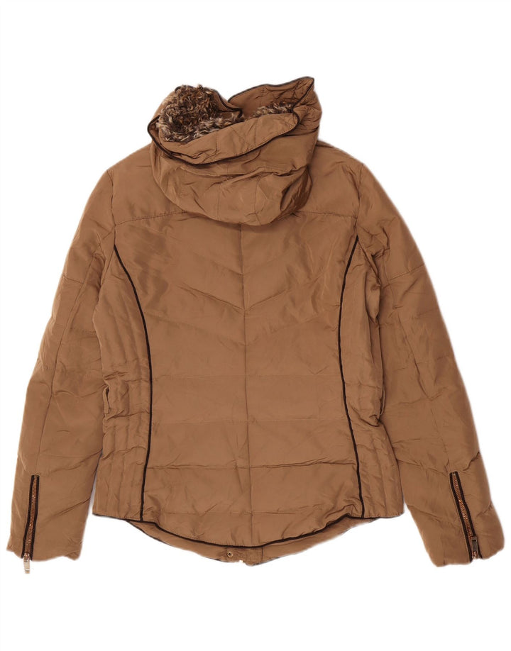 Zara Damen-Kapuzenjacke, wattiert, UK 14, Mittelbeige, Polyester