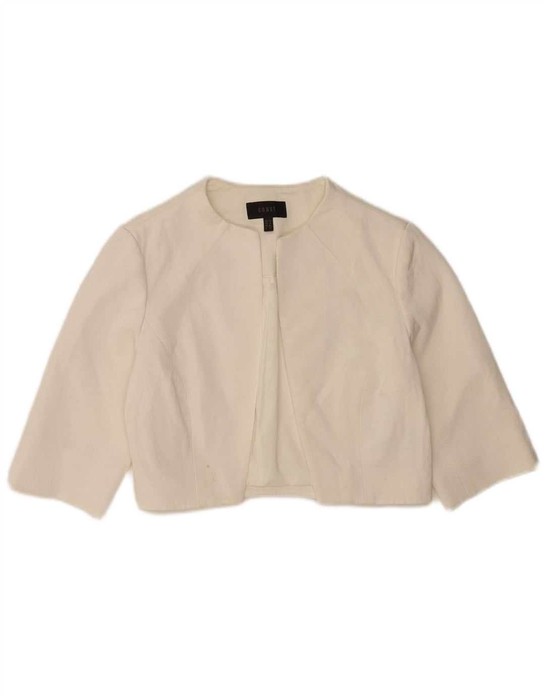 Coast Damen-Bolerojacke mit 3/4-Ärmeln, offen, UK 12, Mittelweiß, Viskose