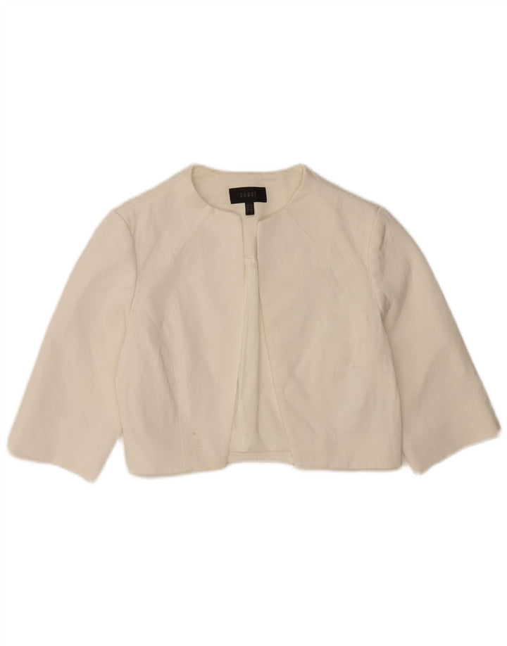 Coast Damen-Bolerojacke mit 3/4-Ärmeln, offen, UK 12, Mittelweiß, Viskose