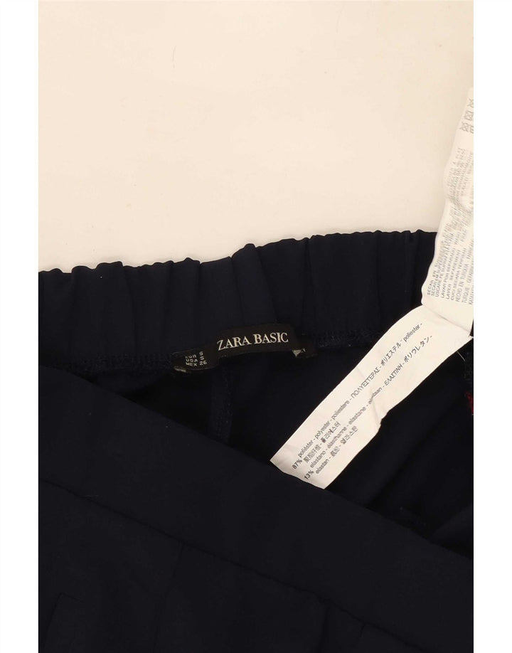 Gerade Freizeithose für Damen von Zara, Größe S, W26, L25, Marineblau, Polyester