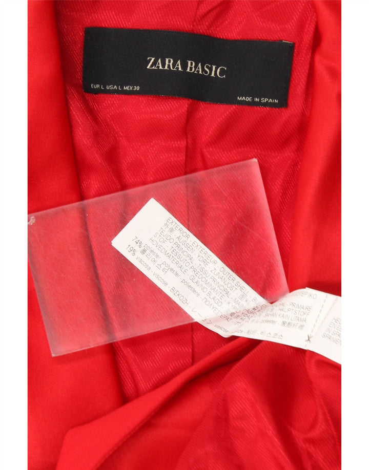 ZARA Damen 1-Knopf-Blazer-Jacke, UK 14, großes rotes Polyester