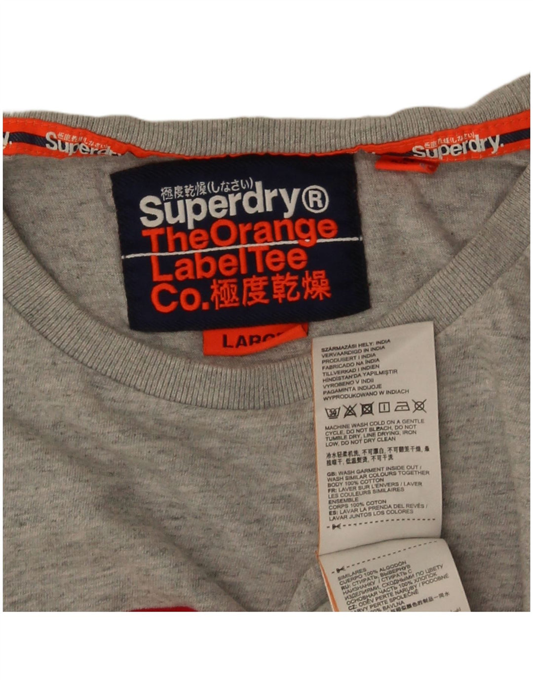 Superdry Herren-T-Shirt-Oberteil, groß, graue Farbblock-Baumwolle