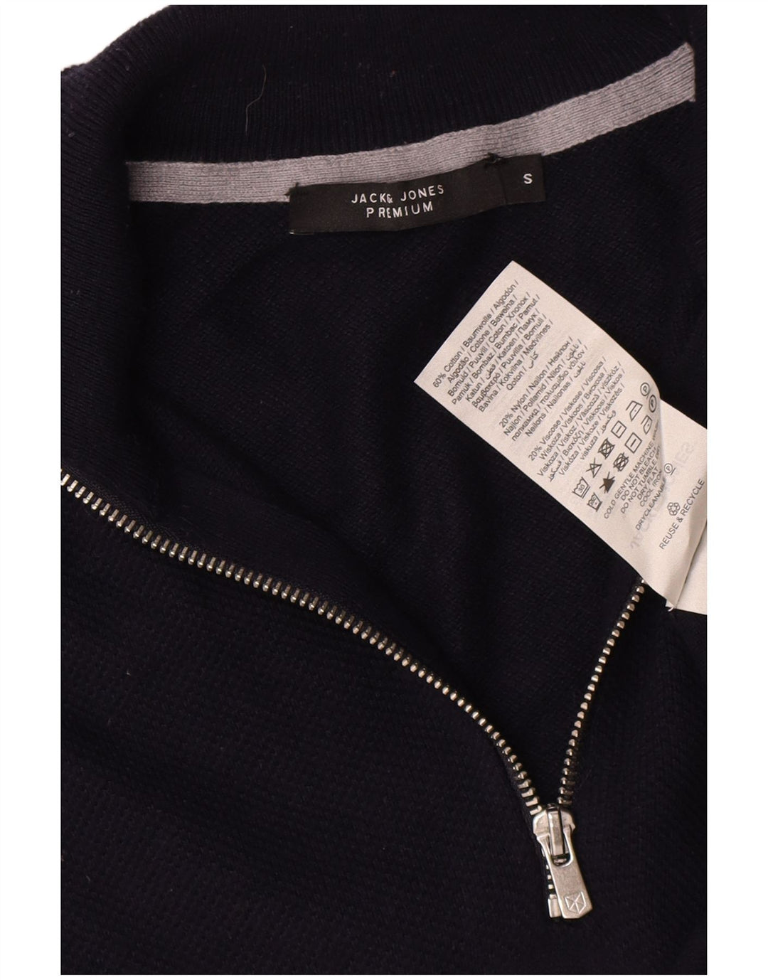 Jack & Jones Herren-Pullover mit Reißverschluss am Hals, Größe S, marineblaue Baumwolle