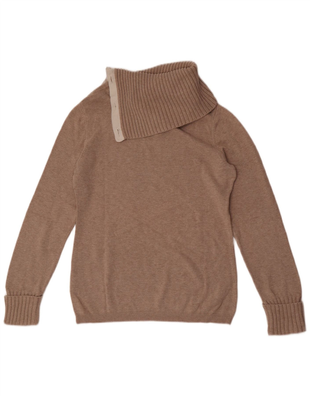 Banana Republic Damen-Pullover mit Knopfkragen, Gr. 14, Mittelbeige