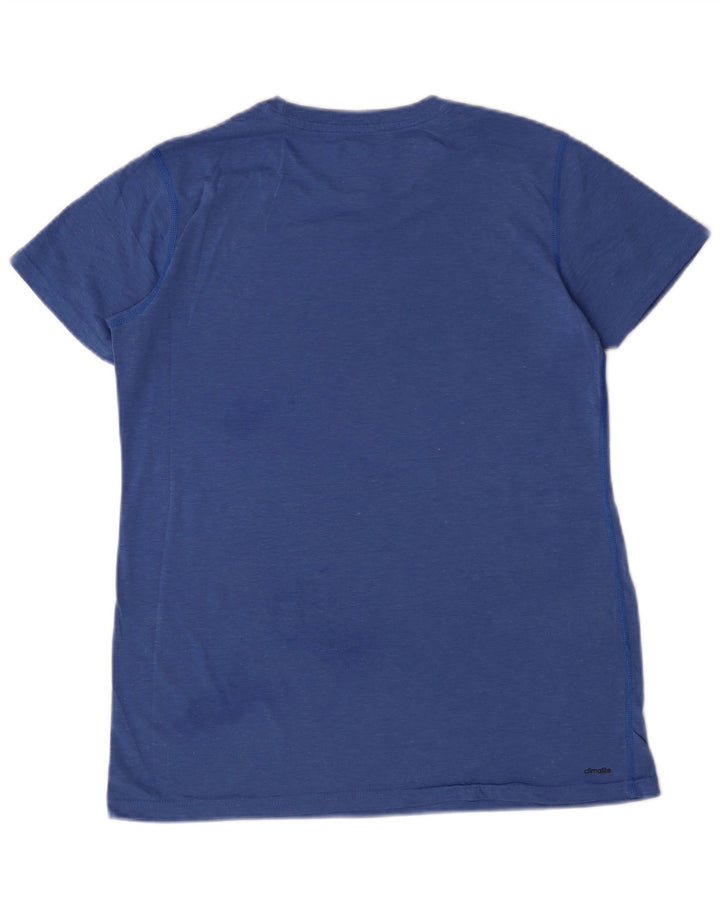 Adidas Damen T-Shirt Top UK 12 Mittelblau geflecktes Polyester