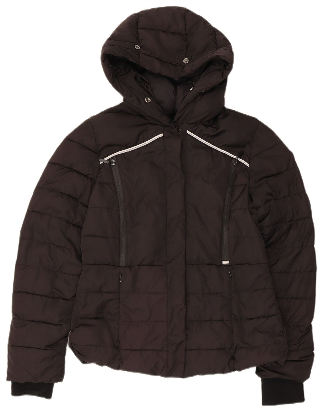 SUPERDRY Wattierte Damenjacke mit Kapuze, UK 10, Größe S, Schwarz, Polyester