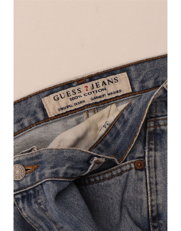 Guess Herren Distressed Straight Jeans W34 L31 Blau