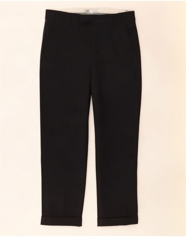 Gerade Anzughose für Damen von Zara, EU 36, XS, B26, L27, schwarze Baumwolle