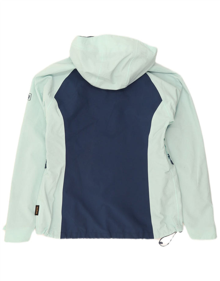 Jack Wolfskin Damen Regenjacke mit Kapuze UK 10/12 Mittelblauer Farbblock