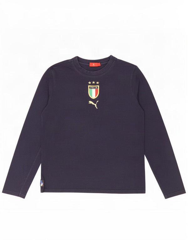 Puma Herren Italia Graphic Top Langarm Small Marineblau Baumwolle