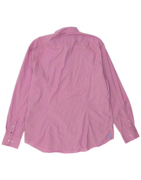 Maßgeschneidertes Herrenhemd von Tommy Hilfiger, Größe 44 17 1//2 XL, rosa Nadelstreifen