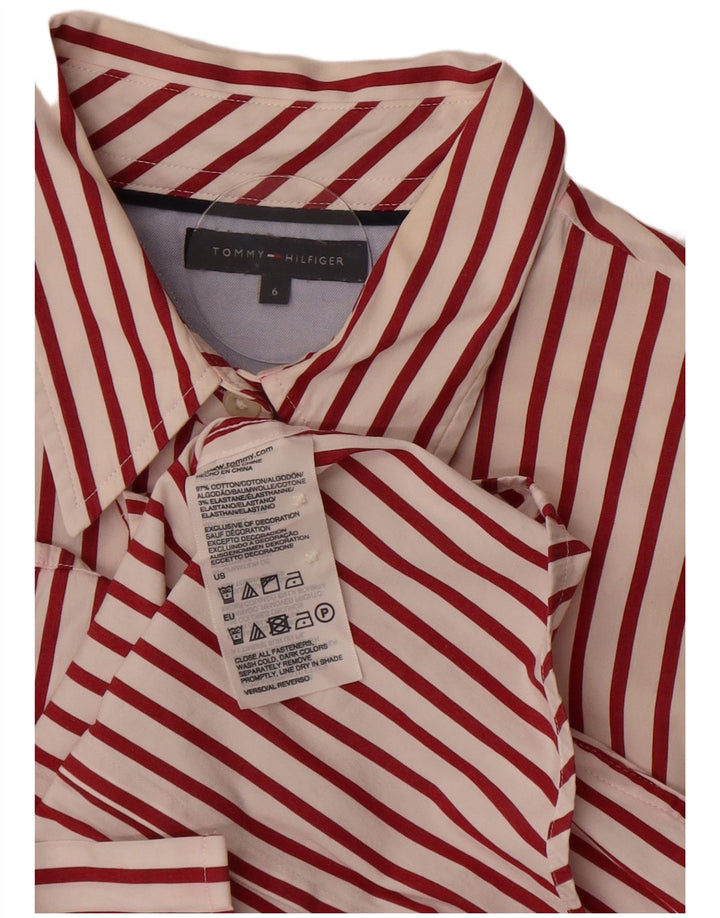 Tommy Hilfiger Damenhemd US 6 Mittelrote Nadelstreifen-Baumwolle