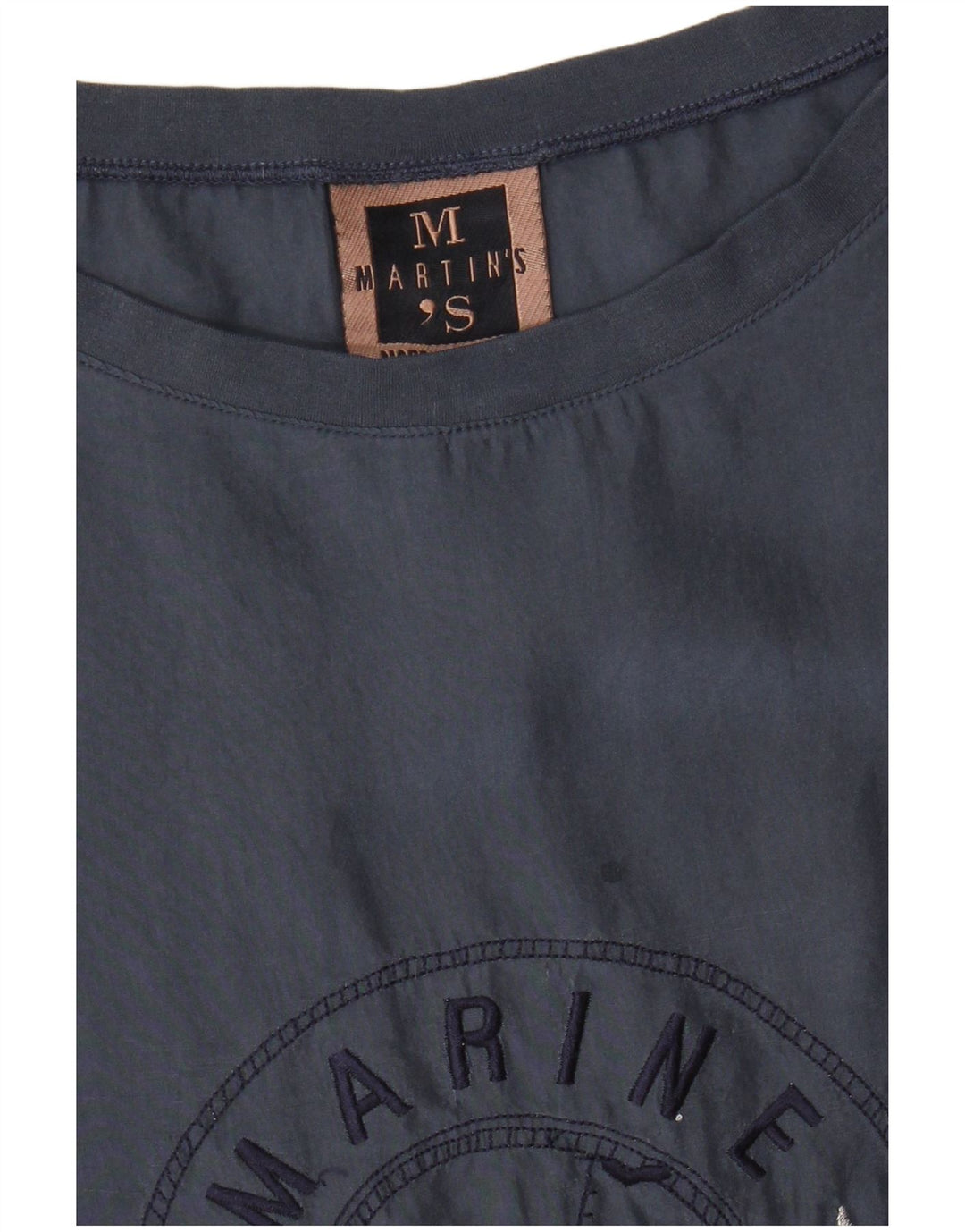 Martin's Grafisches ärmelloses Damen-Blusenoberteil IT 42 aus mittelblauer Seide in Marineblau
