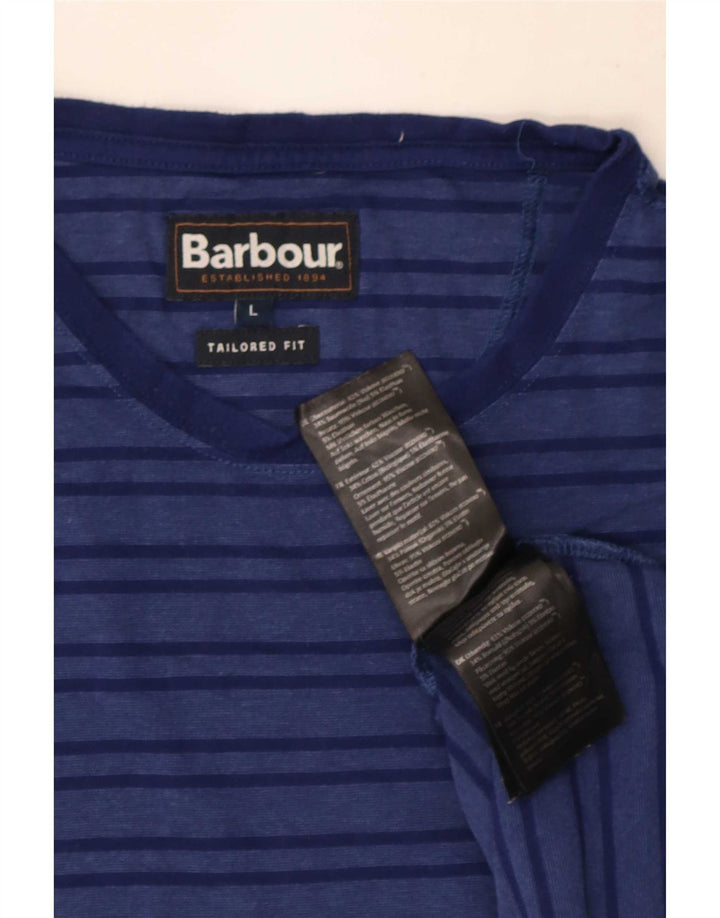 Barbour Tailored Fit T-Shirt-Oberteil für Herren, groß, blau gestreift, Viskose