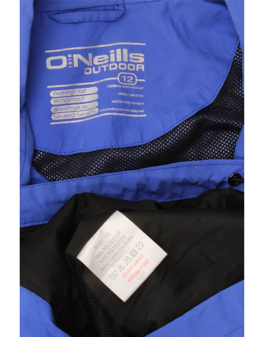 O'Neills Damen-Regenjacke mit Kapuze, UK 12, Mittelblau, Polyester