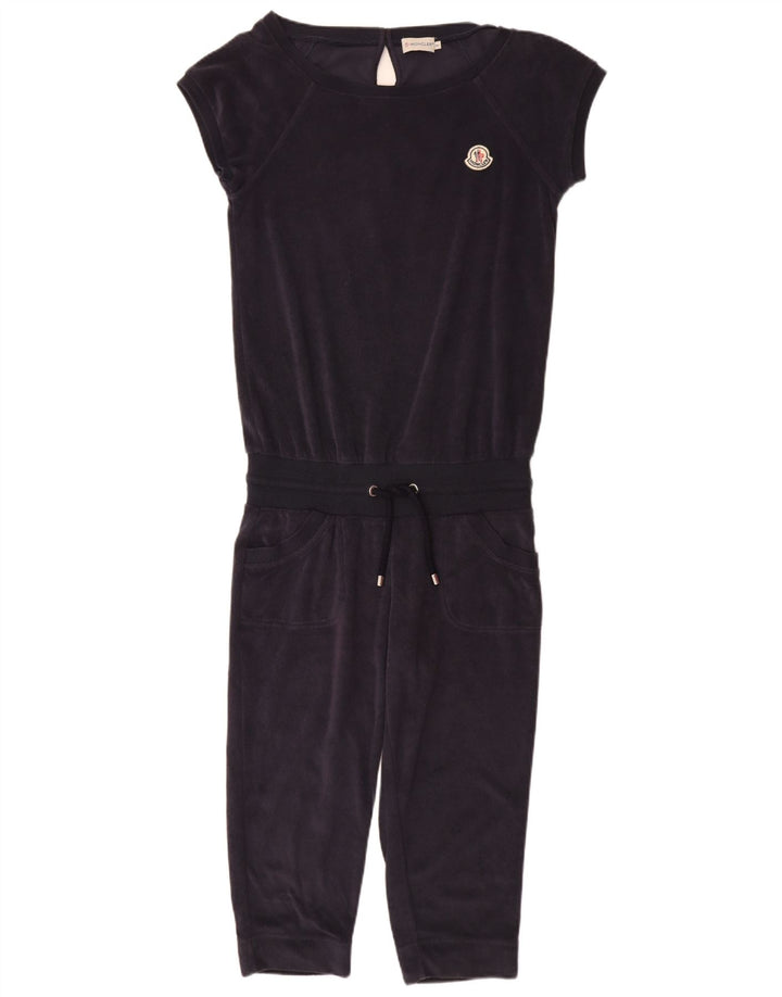 MONCLER Damen-Overall aus Velours, UK 10, Größe S, marineblau, Baumwolle