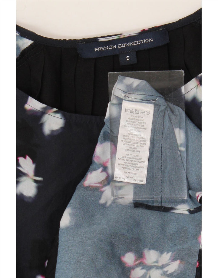 French Connection Damen-Blusenoberteil, UK-Größe 40, Größe S, Schwarz, Blumenmuster, Polyester