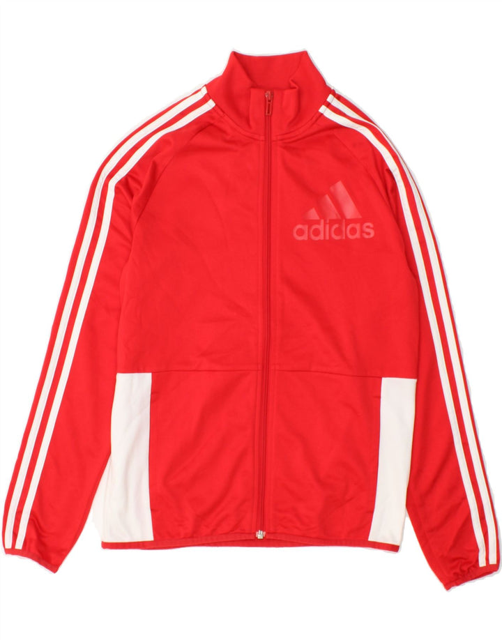 ADIDAS Boys Graphic Tracksuit Top Jacket 13-14 Years Red Colourblock Vintage Adidas and Second-Hand Adidas from Messina Hembry 