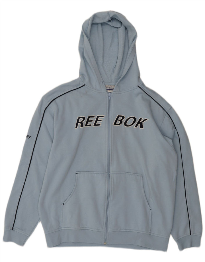 REEBOK Herren-Kapuzenpullover mit grafischem Reißverschluss, mittelblau, Polyester