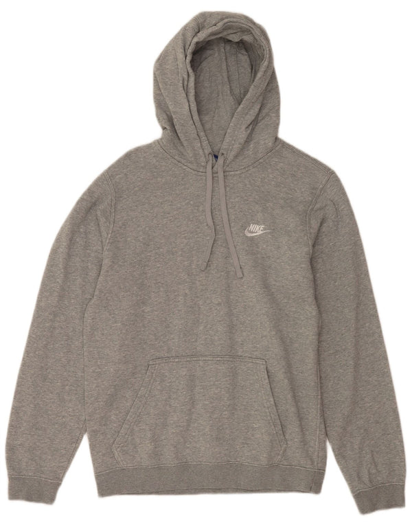 NIKE Mens Hoodie Jumper Small Grey Flecked Cotton