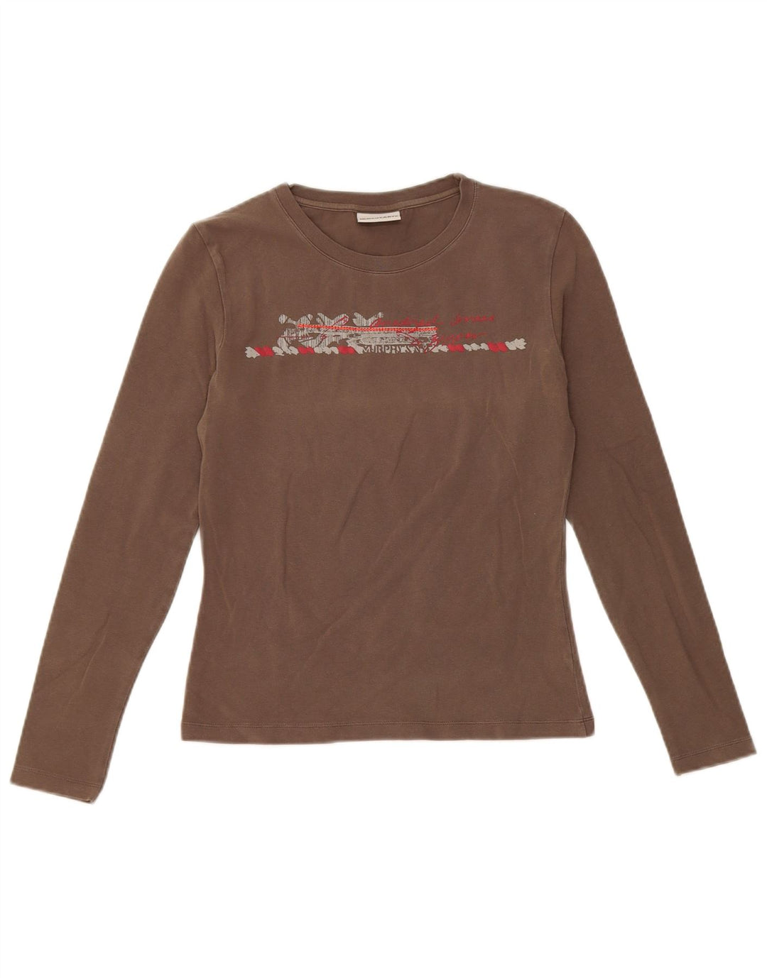 Murphy & Nye Womens Graphic Top Langarm UK 8 Small Braun Baumwolle