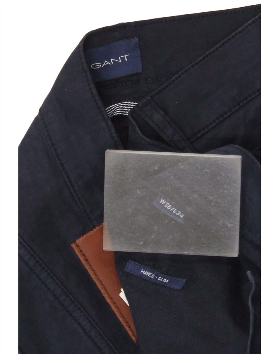 GANT Mens Hayes Slim Casual Trousers W36 L34 Navy Blue Cotton